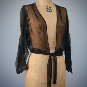 KATE MOSS FOR TOPSHOP Sheer black chiffon top